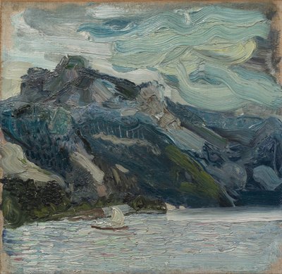 Jezioro Traun ze śpiącym w górach Grekiem, 1907 autorstwa Richard Gerstl
