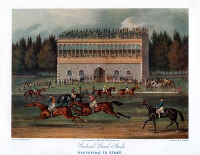 Goodwood Grand Stand, Przygotowanie do startu, 1836. autorstwa Richard Gibson Reeve