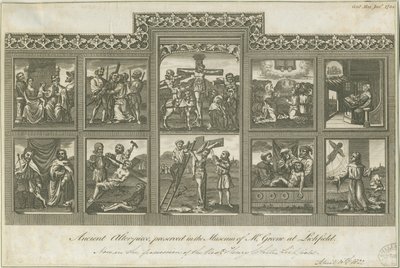 Lichfield - Starożytny ołtarz-Ołtarz: grawerowanie, bd [ok. 1785] (druk) autorstwa Richard Greene