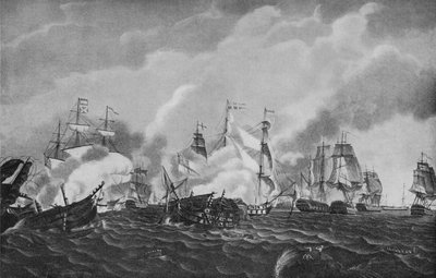 Akcja poza San Domingo, c1807 autorstwa Richard Harraden