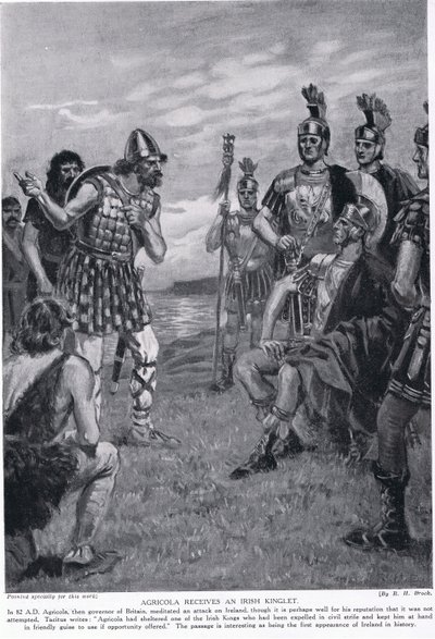 Agricola otrzymuje irlandzkiego Kingleta, ilustrację z „Historia Narodów Hutchinsona”, c.1910 autorstwa Richard Henry Brock
