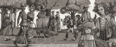 Hyde Park w latach osiemdziesiątych XIX wieku (gwasz na papierze) autorstwa Richard Hook