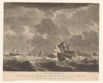 Okręty morskie na wysokich falach A Hard Gale (tytuł na obiekcie) autorstwa Richard Houston