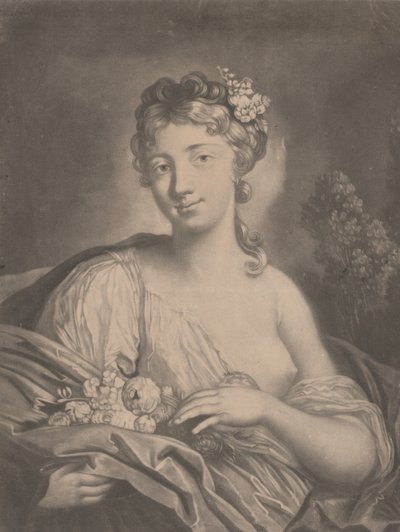 Wiosna: młoda kobieta trzymająca kwiaty w płaszczu, 1775 r. autorstwa Richard Houston