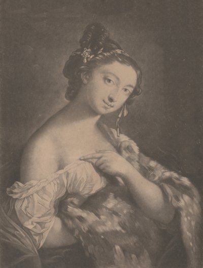 Zima: kobieta trzymająca płaszcz z cętkowanego futra, 1775 r. autorstwa Richard Houston