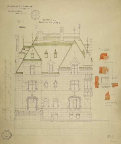 Rezydencja Williama Bordena, Chicago, Illinois, South Elevation autorstwa Richard Morris Hunt