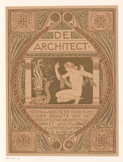 Projekt okładki dla: Architekt, 1911 autorstwa Richard Nicolaüs Roland Holst (signed by artist)
