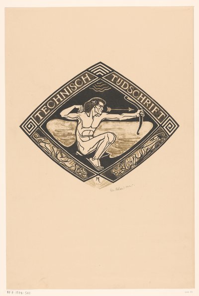 Projekt okładki dla: Magazyn Techniczny, 1914 autorstwa Richard Nicolaüs Roland Holst (signed by artist)