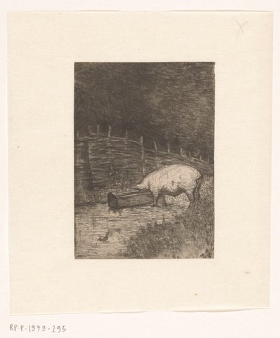 Prosię jedzące z koryta autorstwa Richard Nicolaüs Roland Holst