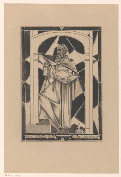 Master Builder (oryginalny tytuł na obiekcie) Projekt szkicu do malowania De Bouwmeester (tytuł na obiekcie) autorstwa Richard Nicolaüs Roland Holst