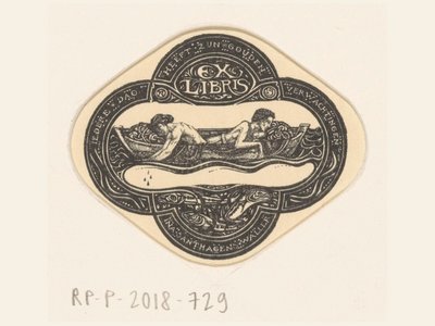 Ekslibris Iny van Eibergen Santahagens-Waller Każdy dzień ma swoje złote oczekiwania (tytuł na obiekcie) autorstwa Richard Nicolaüs Roland Holst