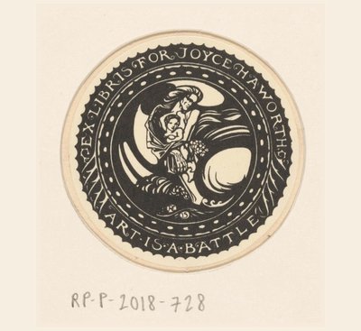 Ekslibris van Joyce Haworth Sztuka to bitwa (tytuł na przedmiocie) autorstwa Richard Nicolaüs Roland Holst