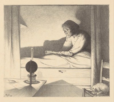 Japke Faber w łóżku W ciszy nocy (tytuł oryginalny) autorstwa Richard Nicolaüs Roland Holst