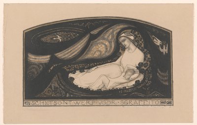 Leżąca kobieta i dziecko Projekt szkicu do sgraffito (tytuł na obiekcie) autorstwa Richard Nicolaüs Roland Holst