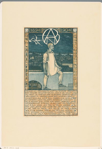 Druk z okazji dziesiątej rocznicy Generalnego Holenderskiego Związku Robotników Diamentów w 1904 r. autorstwa Richard Nicolaüs Roland Holst