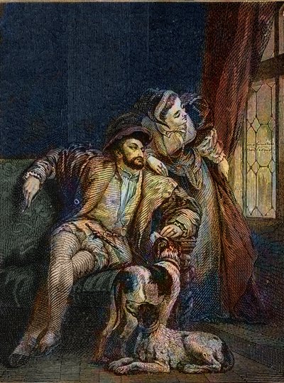 Franciszek I i Małgorzata z Nawarry - Franciszek I król Francji ze swoją siostrą Małgorzatą z Angoulema (1492-1549) Królowa Nawarry - grawer Richarda Parkesa Boningtona (1802-1828) - autorstwa Richard Parkes (after) Bonington