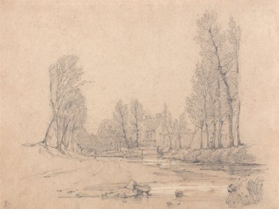 Zalesiony potok i dom na farmie w Normandii autorstwa Richard Parkes Bonington