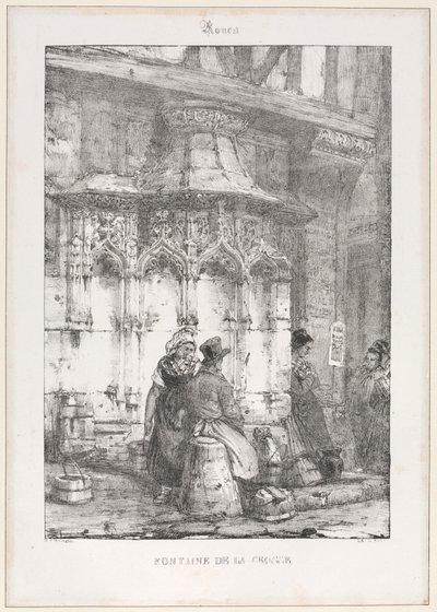 Pozostałości architektoniczne i fragmenty: Rouen - Fontaine de la Crosse, 1827. autorstwa Richard Parkes Bonington