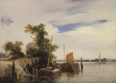 Barki na rzece autorstwa Richard Parkes Bonington