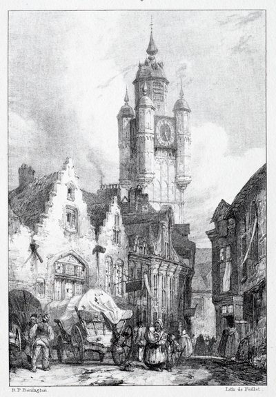Bergues: Wieża Targowa, 1824. autorstwa Richard Parkes Bonington