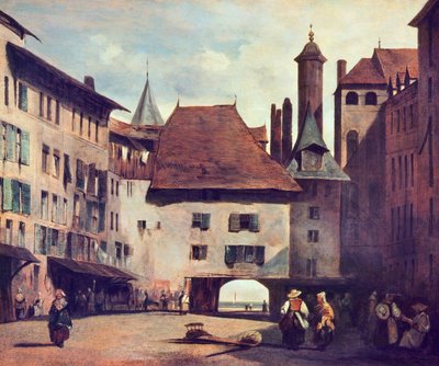 Place du Molard, ok.1830 autorstwa Richard Parkes Bonington