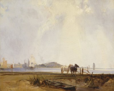Krajobraz w pobliżu Quilleboeuf, Francja, ok. 1824-25 (olej na płótnie) autorstwa Richard Parkes Bonington