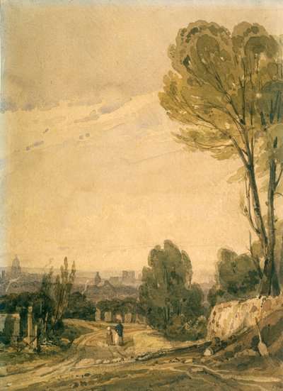 Paryż widziany z cmentarza Pere Lachaise, ok. 1825 autorstwa Richard Parkes Bonington