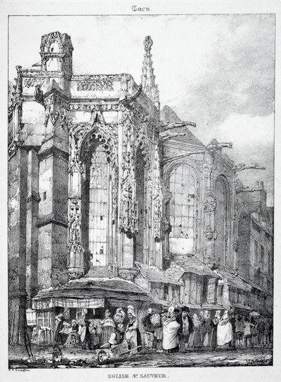 Pozostałości i fragmenty architektury z okresu średniowiecza: kościół św. Sauveura, Caën autorstwa Richard Parkes Bonington