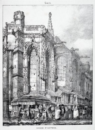 Pozostałości i fragmenty architektury z okresu średniowiecza: kościół św. Sauveura, Caën autorstwa Richard Parkes Bonington
