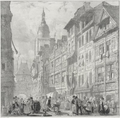 Rue du Gros-Horloge, Rouen autorstwa Richard Parkes Bonington