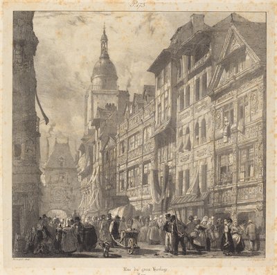 Rue du Gros-Horloge, Rouen autorstwa Richard Parkes Bonington