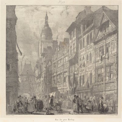 Rue du Gros-Horloge, Rouen autorstwa Richard Parkes Bonington