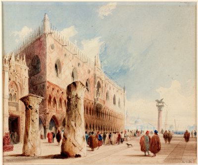 Scena w Wenecji (Pałac Książęcy) (akwarela i tusz na papierze (wklejone na tablicę)) autorstwa Richard Parkes Bonington