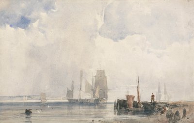 Navegação em um estuário, provavelmente perto de Quilleboeufpolish autorstwa Richard Parkes Bonington
