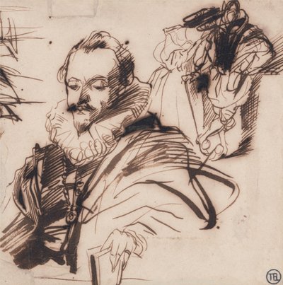 Studium postaci dżentelmena w stroju z XVII wieku autorstwa Richard Parkes Bonington