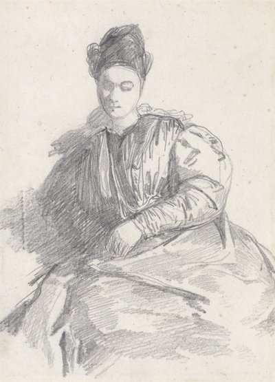 Studium siedzącej kobiety (grafit na papierze) autorstwa Richard Parkes Bonington