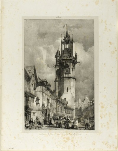 Duża wieża zegarowa autorstwa Richard Parkes Bonington
