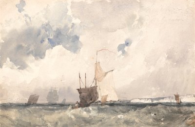 Statki na wzburzonym morzu autorstwa Richard Parkes Bonington