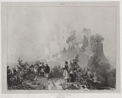 Malownicze i romantyczne podróże po starożytnej Francji, Franche-Comté: Ruiny zamku Arlay autorstwa Richard Parkes Bonington