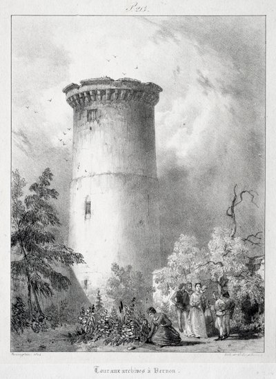 Malownicze i romantyczne podróże po starożytnej Francji, Normandii: Wycieczka do archiwów w Vernon autorstwa Richard Parkes Bonington