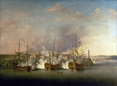 Wojna siedmioletnia (1756-1763): Zbombardowanie zamku Morro (Kuba) 1 lipca autorstwa Richard Paton