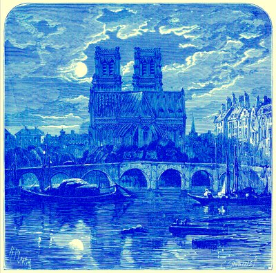 Katedra Notre Dame, ilustracja z „French Pictures” Samuela Greena, opublikowana w 1878 r. (obraz ulepszony cyfrowo) autorstwa Richard Principal (after) Leitch