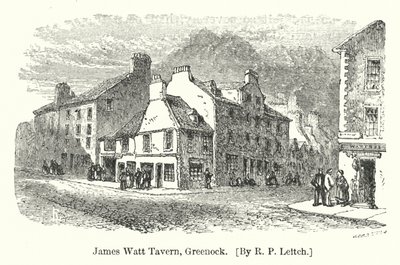 James Watt Tavern, Greenock (grawerowanie) autorstwa Richard Principal (after) Leitch