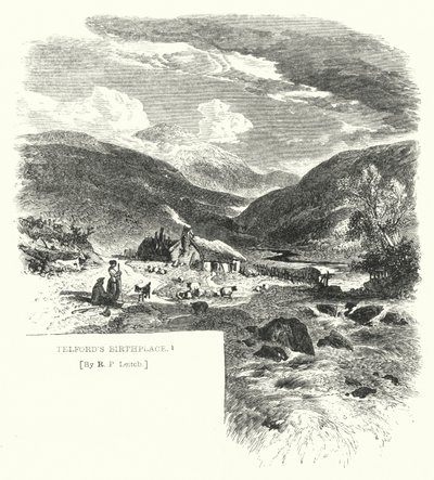Miejsce urodzenia Telforda (grawerowanie) autorstwa Richard Principal (after) Leitch