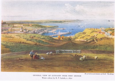 Ogólny widok Guernsey z Port George, 1945 r. autorstwa Richard Principal Leitch