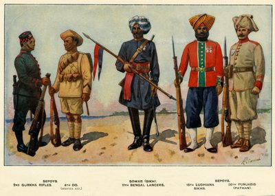 Rodzaje armii indyjskiej, 1919. autorstwa Richard Simkin