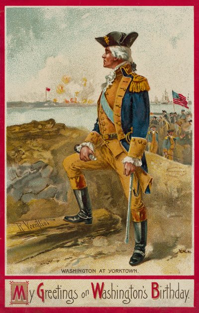 George Washington pod Yorktown (chromolitografia) autorstwa Richard Veenfliet