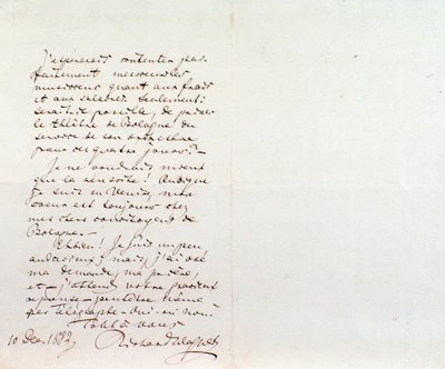 Odręczny list Richarda Wagnera do Luigiego Mancinellego, 10 grudnia autorstwa Richard Wagner