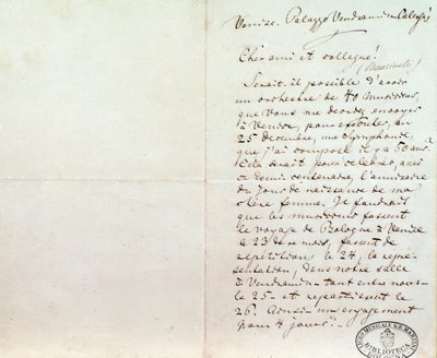 Odręczny list Richarda Wagnera do Luigiego Mancinellego, 10 grudnia autorstwa Richard Wagner
