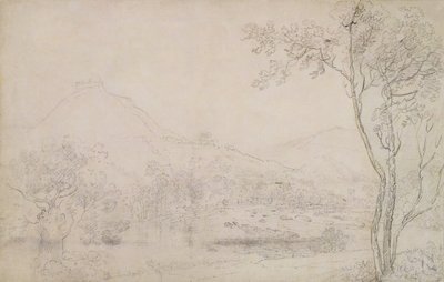 Castell Dinas Bran, Walia (grafitowo-czarna kreda na papierze) autorstwa Richard Wilson